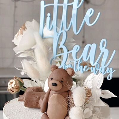 Little bear on the way - Cake Topper - Pastel Blue