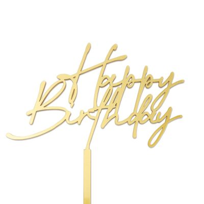 Happy Birthday Flair - Cake Topper - Metallic Gold