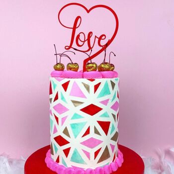 Love Heart - Décoration de gâteau - Rouge