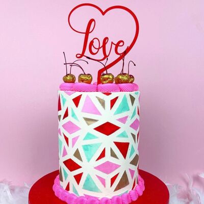 Love Heart - Cake Topper - Red
