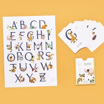 Pack alphabet : affiche abécédaire et cartes "J'apprends l'alphabet avec les animaux" 1