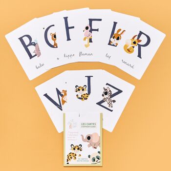 Pack alphabet : affiche abécédaire et cartes "J'apprends l'alphabet avec les animaux" 4