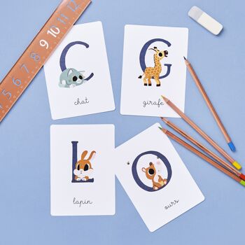 Pack alphabet : affiche abécédaire et cartes "J'apprends l'alphabet avec les animaux" 5