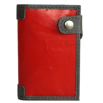 noonyu slim PULL-POP-UP WALLET - bâche upcycling rouge 1