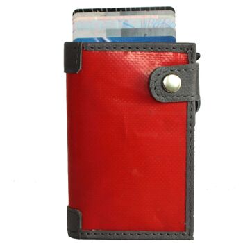 noonyu slim PULL-POP-UP WALLET - bâche upcycling rouge 3