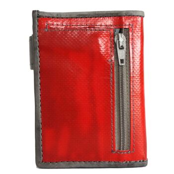noonyu PULL-POP-UP WALLET - bâche upcycling rouge 3