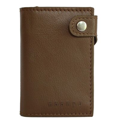 noonyu slim PULL-POP-UP WALLET - cuero reciclado marrón