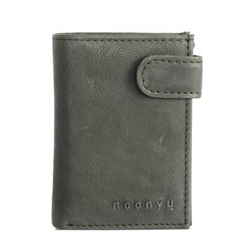 noonyu PULL-POP-UP WALLET - cuir upcycling vert boue 1