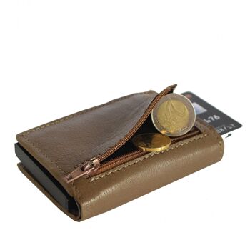 noonyu PULL-POP-UP WALLET - cuir upcycling marron 5