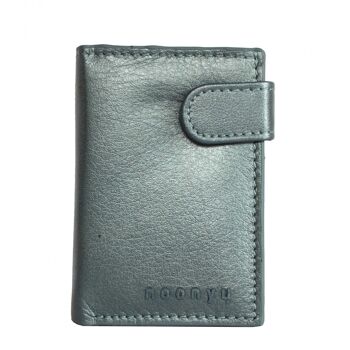 noonyu PULL-POP-UP WALLET - cuir upcycling silverblue 1