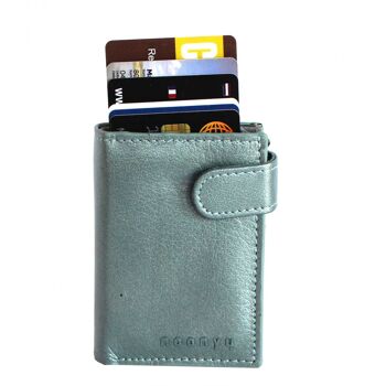 noonyu PULL-POP-UP WALLET - cuir upcycling silverblue 2