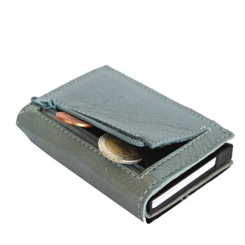 noonyu PULL-POP-UP WALLET - cuir upcycling silverblue 4
