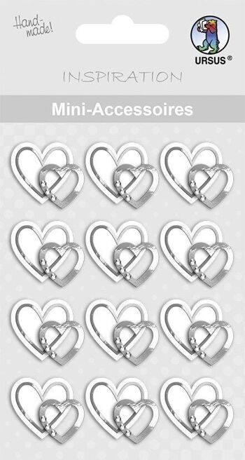Mini accessoires "Coeurs, argent" 4