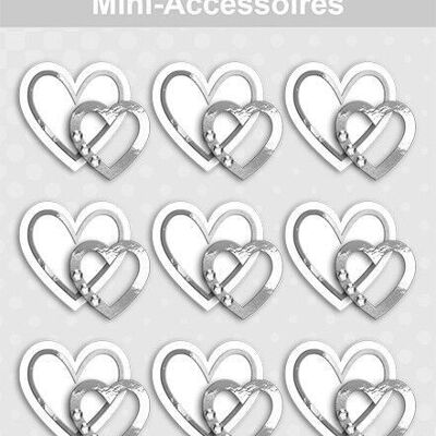 Mini accesorios "Corazones, plata"
