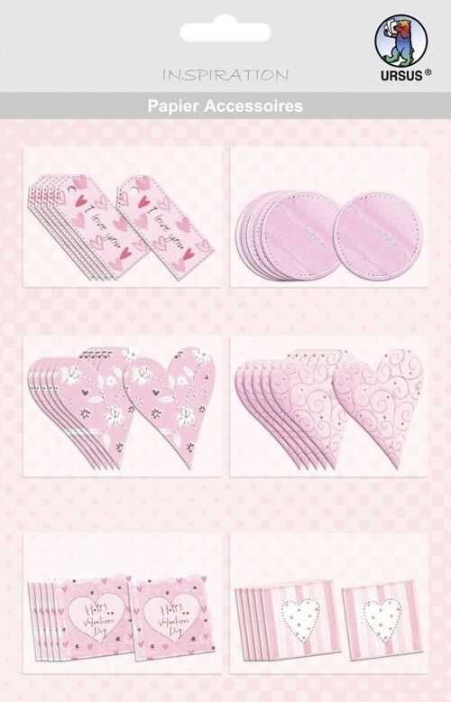 Papier Accessoires "Herzen", rosa