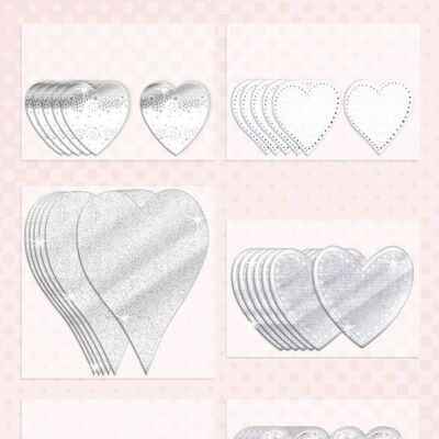 Accesorios de papel "Corazones", plata