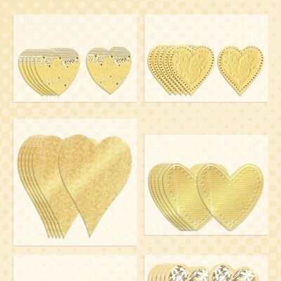 Accesorios de papel "Corazones", dorado