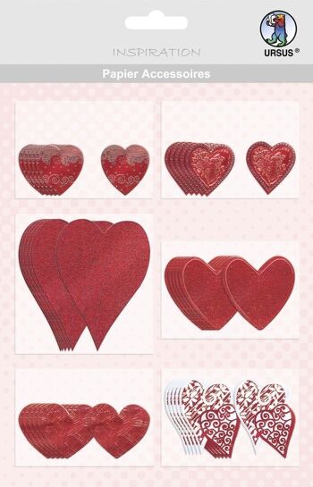 Accessoires en papier "Coeurs", rouge 2