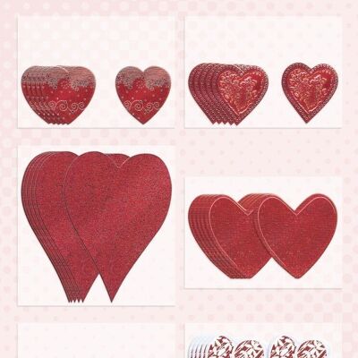 Accessoires en papier "Coeurs", rouge