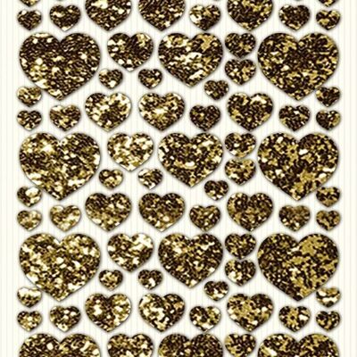 Pegatina Flitter "Corazones, oro"