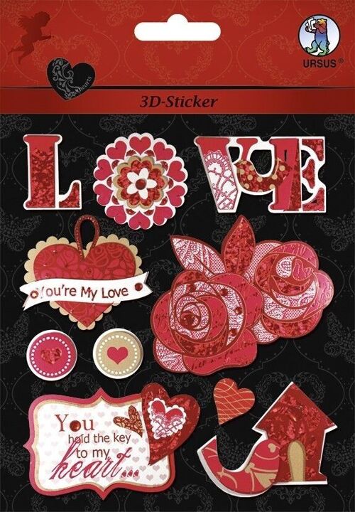 Heart stickers 3D 10 each 7x4 3/4 page scrapbooking, card making