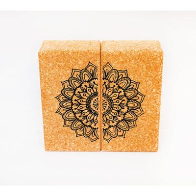 Yoga Set of 2 Cork Pad Pluto Mandala Black