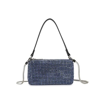 Bolso de mano de noche mediano Bolso de fiesta Bolso de fiesta bellamente elaborado en diamantes de imitación de cristal blanco - D-001 L amarillo