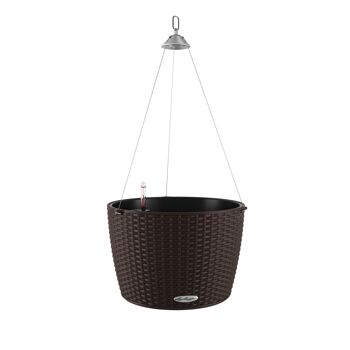 LECHUZA NIDO Cottage 35 Moka Jardinière Auto-Arrosante Suspendue en Résine Poly avec Substrat D35 H23 cm, Cap 11 litres. 1