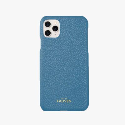 Coque d’iPhone en cuir grainé - iPhone 11 Pro Max - Bleu Amalfi