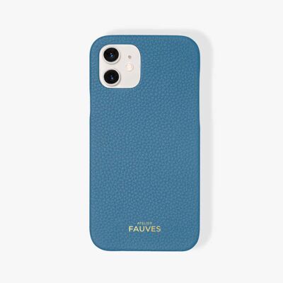 Coque d’iPhone en cuir grainé - iPhone 12 Mini - Bleu Amalfi
