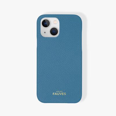 Coque d’iPhone en cuir grainé - iPhone 13 Mini - Bleu Amalfi