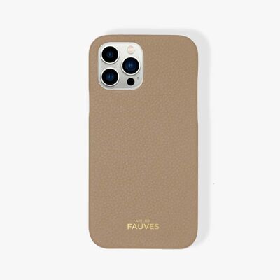 Coque d’iPhone en cuir grainé - iPhone 13 Pro Max - Sahara