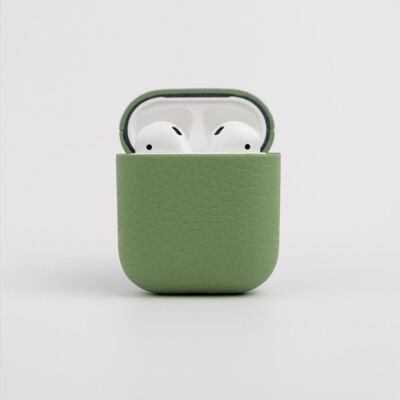 Coque d’Airpods en cuir grainé - Airpods 1/2 - Vert Matcha