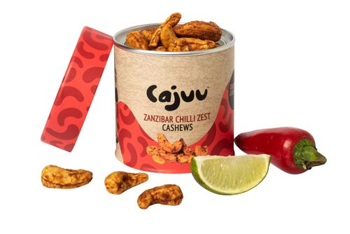 Zanzibar Chilli Zest Cashew Tube (Case of 6 x 100g)