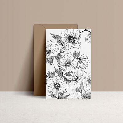 Rose d'hiver - carte double et enveloppe en Kraft