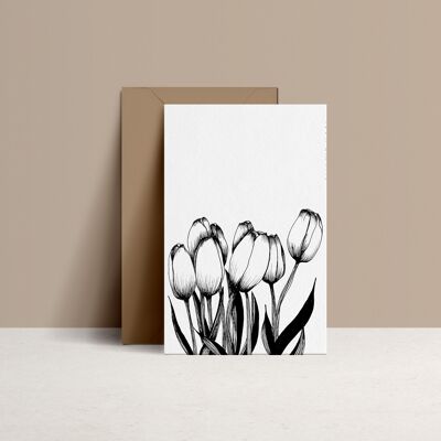 TULIPE - carte double et enveloppe en Kraft