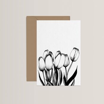 TULIPE - carte double et enveloppe en Kraft 2