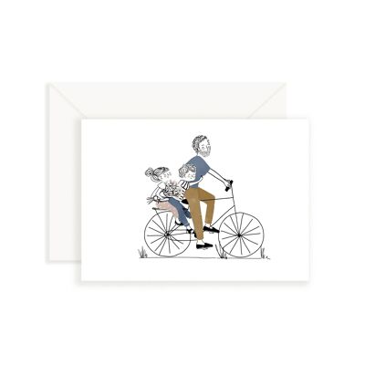 Dad Daughter and Boy Bike Ride Card