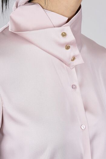 Chemise rose col montant 3