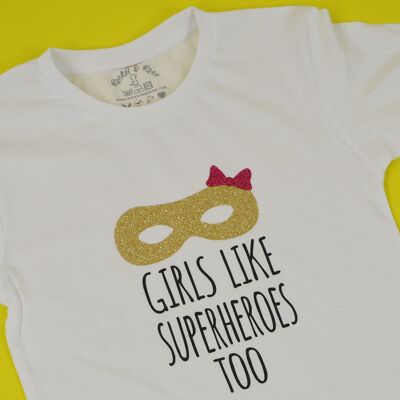 Mädchen mögen Superhelden auch KINDER T-Shirt