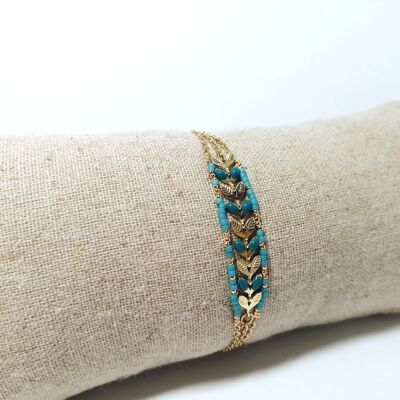 Nancy blue and gold multi-row bracelet