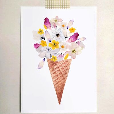 Postal de helado floral