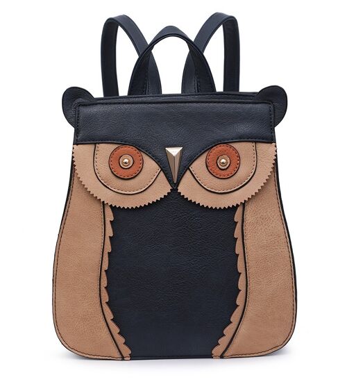 Handmade Owl Face Rucksack Anti-theft Shoulder Bag Cute Backpack Travel Handbag --A36797m blue