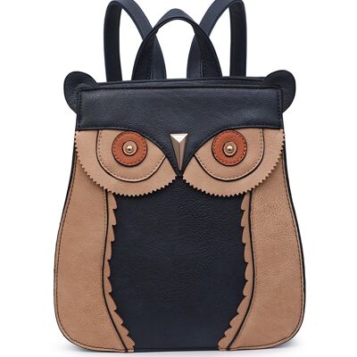 Handmade Owl Face Rucksack Anti-Diebstahl-Umhängetasche Cute Backpack Travel Handtasche --A36797m blau