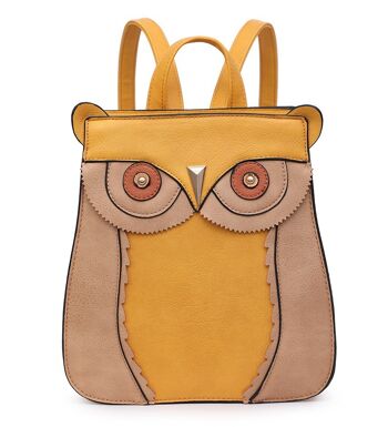 Sac à dos fait à la main avec visage de hibou Sac à bandoulière antivol Sac à dos mignon Sac à main de voyage --A36797m bleu 11