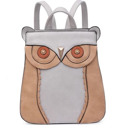 Handmade Owl Face Rucksack Anti-Diebstahl-Umhängetasche Cute Backpack Travel Handtasche --A36797m grau