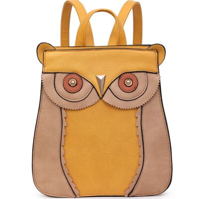 Handmade Owl Face Rucksack Anti-theft Shoulder Bag Cute Backpack Travel Handbag --A36797m yellow
