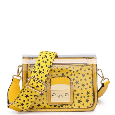 Klare Umhängetasche, breite, austauschbare Umhängetasche, hochwertige Jelly-Handtasche, transparente Umhängetasche, Geldbörse – A36830 gelb