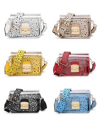 Clair Cross body Large Interchangeable Épaule Sac Qualité Jelly Sac À Main Transparent cartable Sac Bourse --A36830 rouge 13