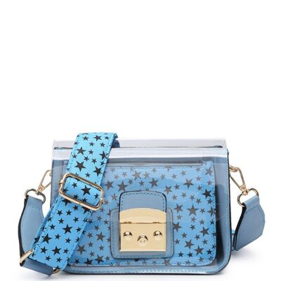 Klare Umhängetasche, breite, austauschbare Umhängetasche, hochwertige Jelly-Handtasche, transparente Umhängetasche, Geldbörse – A36830 blau